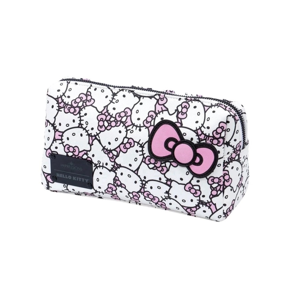 HELLO KITTY Impressions Vanity Cosmetic‎ Pouch NWT White With Bows
